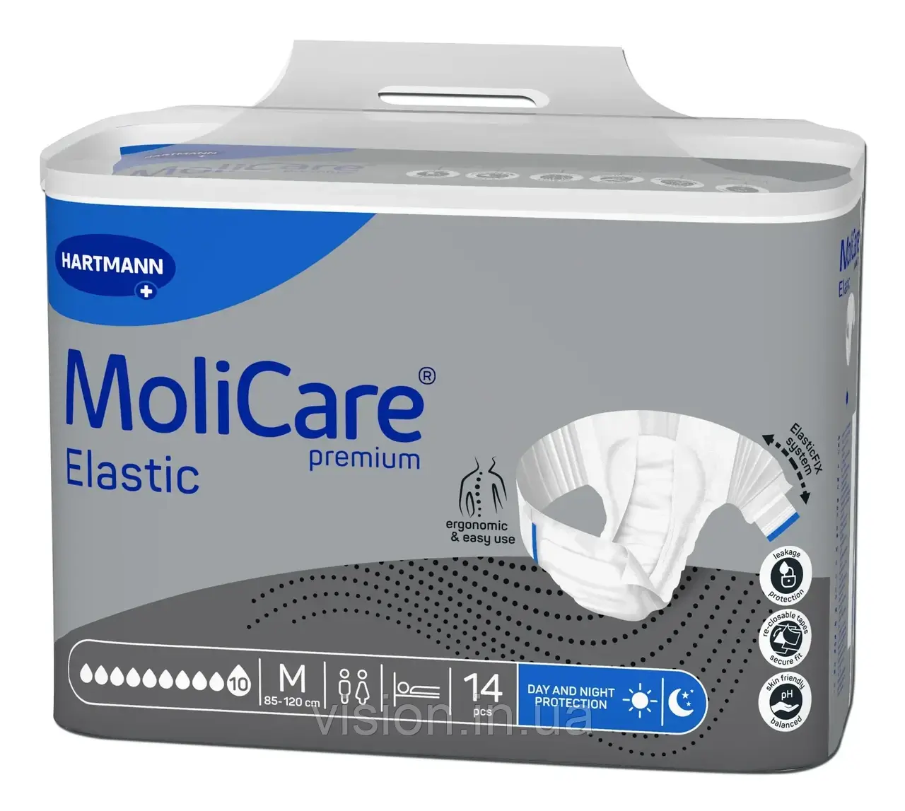 Підгузки для дорослих MoliCare Premium Elastic 10 крапель M 14шт з еластичними бічними вставками, фото 1