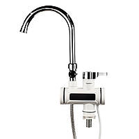 Кран-водонагрівач проточний AQUATICA s92 3.3 кВт для ванни вилив вухо на гайці з дисплеєм і термостатом