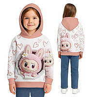 Детское худи с 3D принтом Labubu Толстовка из трехнитки с дизайном Labubu Худи 3D детский Лабубу