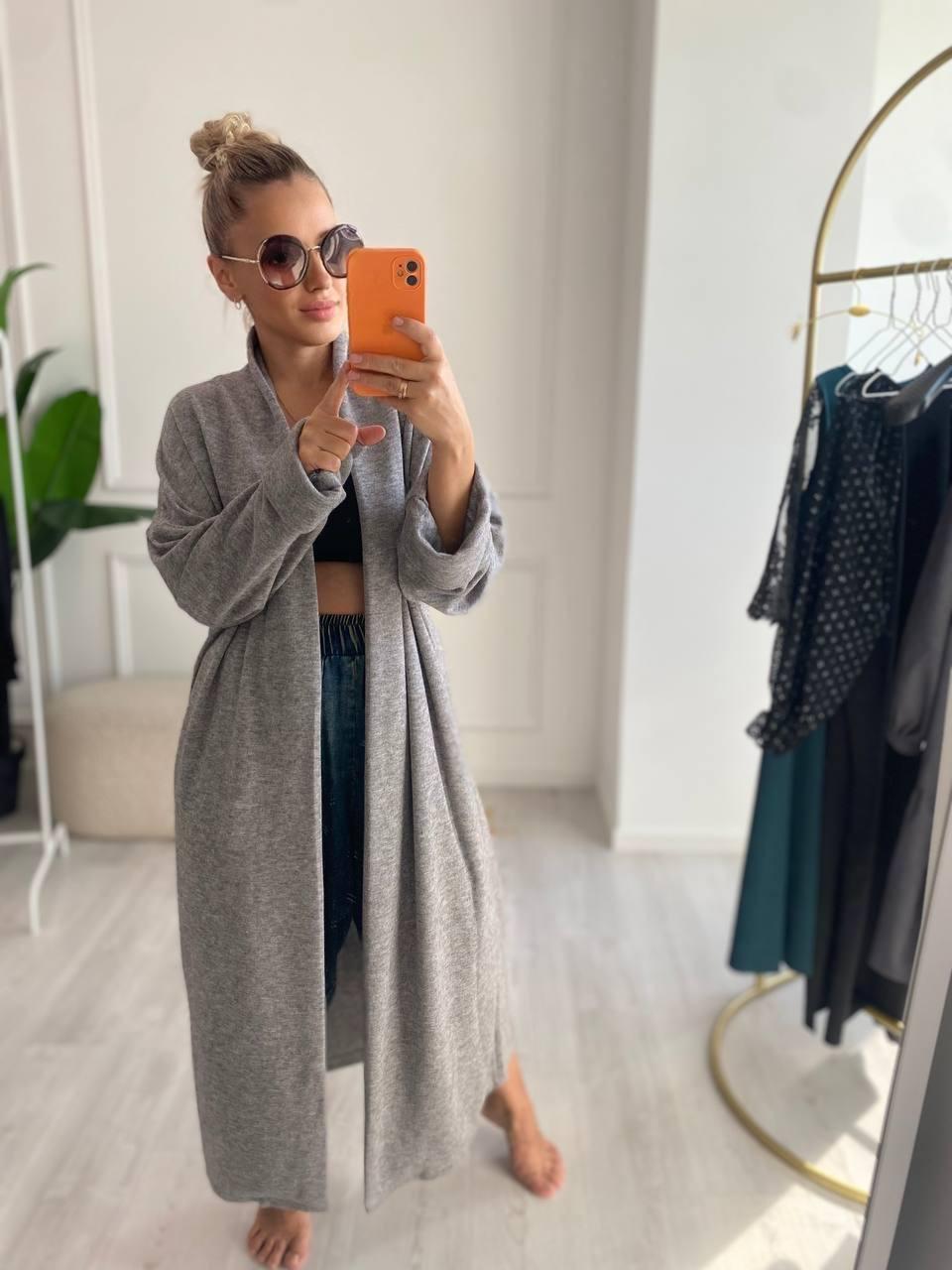 Довгий кардиган на роспашку вільного фасону із щільної ангори (р. 42-52) 209556, фото 1