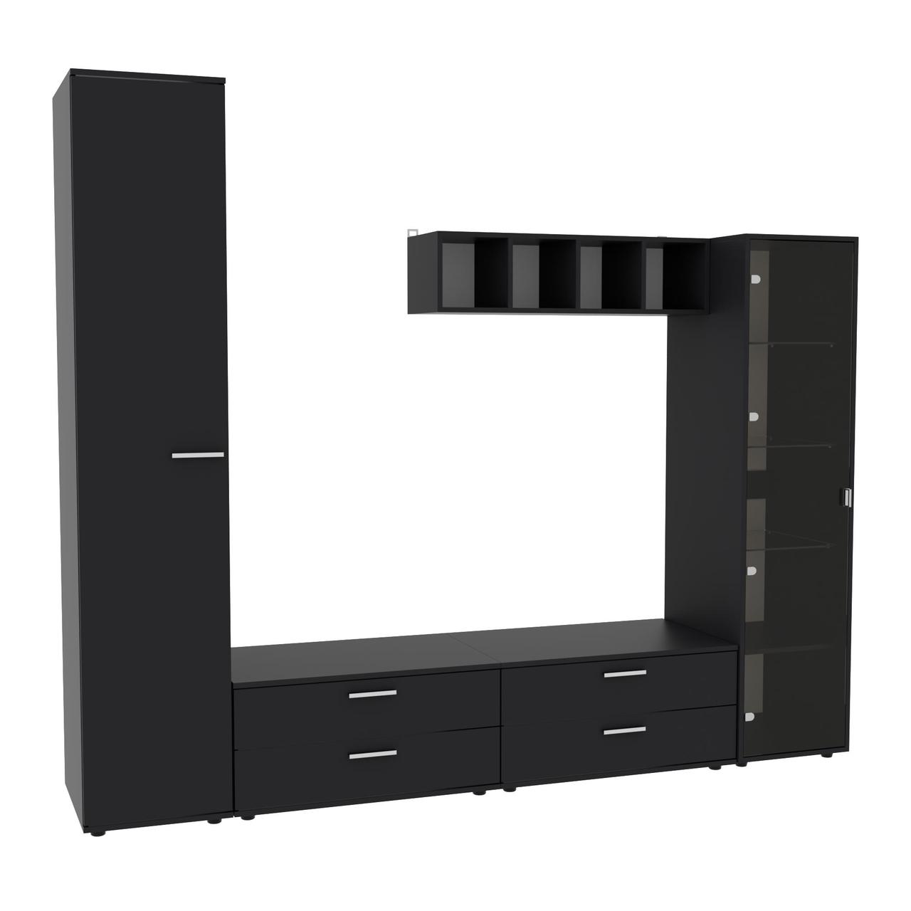 Стінка у вітальню Hugo-4, Антрацит, 2480х520х2120