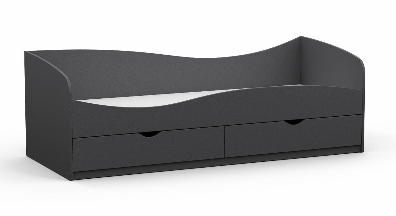 Ліжко односпальне з 2 шухлядми Kontinent L 7 Антрацит 203х83,4х68 см