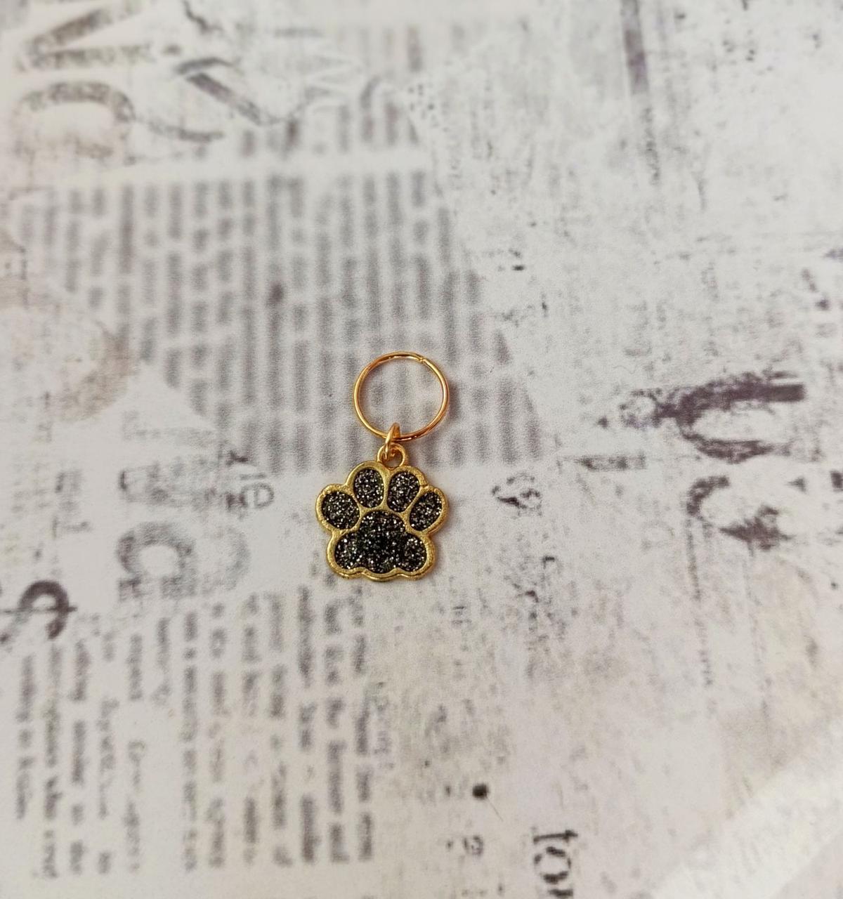 Пірсинг кільце з декором "Лапка чорна" металева прикраса для волосся аксесуар для зачісок дред, фото 1