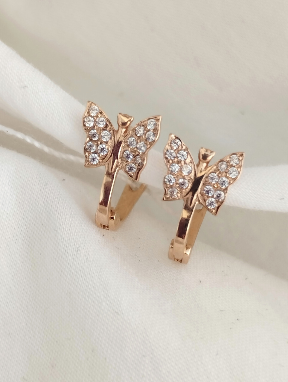 Золоті сережки дитячі метелики, фото 1