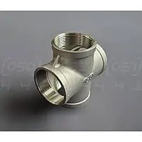 Хрестовина муфтова нержавіюча Ду40 (1"1/2) сталь AISI304, внутрішня різьба BSPP, Class 150, 90°