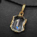 Срібний кулон 925 у позолоті з природним аквамарином найвищої якості, прямокутний прозорий, жіноча підвіска, фото 6