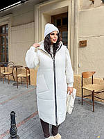 Жіночий теплий жилет подовжений з капюшоном великих розмірів. Чорний/графіт/молочний. 50-52; 54-56; 58-60.