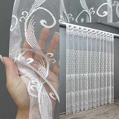 Тюль (3х2,7 м) жакард "Преміум". Колір білий. Код 643т 40-302