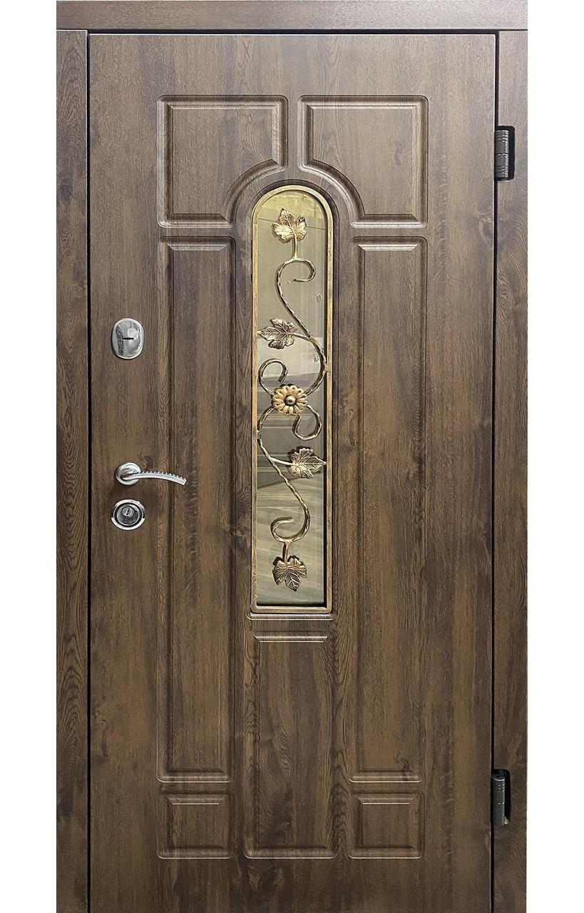 Двері вхідні TEHNO DVERI Стандарт плюс Арка вулиця з ковкою 860х2040 Дуб бронзовий, фото 1