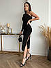 Жіноче елегантне довге плаття з одним рукавом, чорне, фото 3