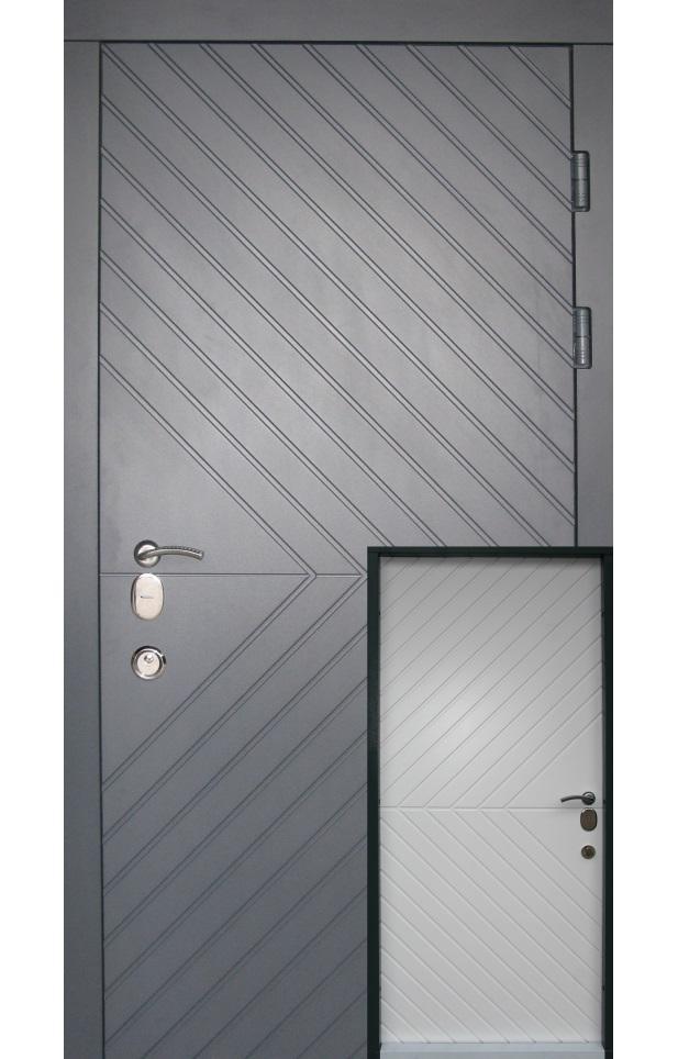 Двері вхідні TEHNO DVERI Еліт 3К Ескада вулиця 960х2040 Антрацит/Білий супермат, фото 1