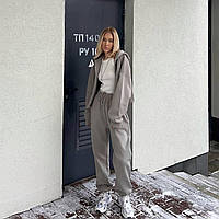 Теплий костюм жіночий кофта на блискавці з капюшоном із кишенями та штани 42-44 46-48