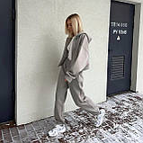 Теплий костюм жіночий кофта на блискавці з капюшоном із кишенями та штани 42-44 46-48, фото 2