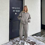 Теплий костюм жіночий кофта на блискавці з капюшоном із кишенями та штани 42-44 46-48, фото 4