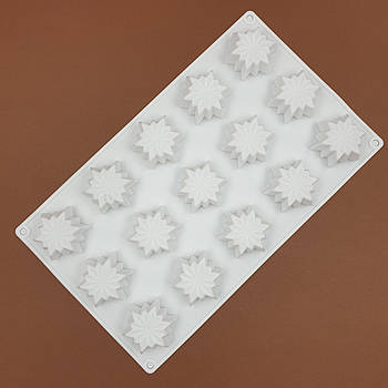 Силіконова форма для євродесертів Сніжинка — 15 шт