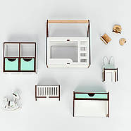 "Дитяча New" набір лялькових меблів NestWood для Барбі біло-м'ятна, фото 3