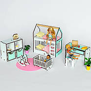 "Дитяча New" набір лялькових меблів NestWood для Барбі біло-м'ятна, фото 2
