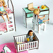 "Дитяча New" набір лялькових меблів NestWood для Барбі біло-м'ятна, фото 6