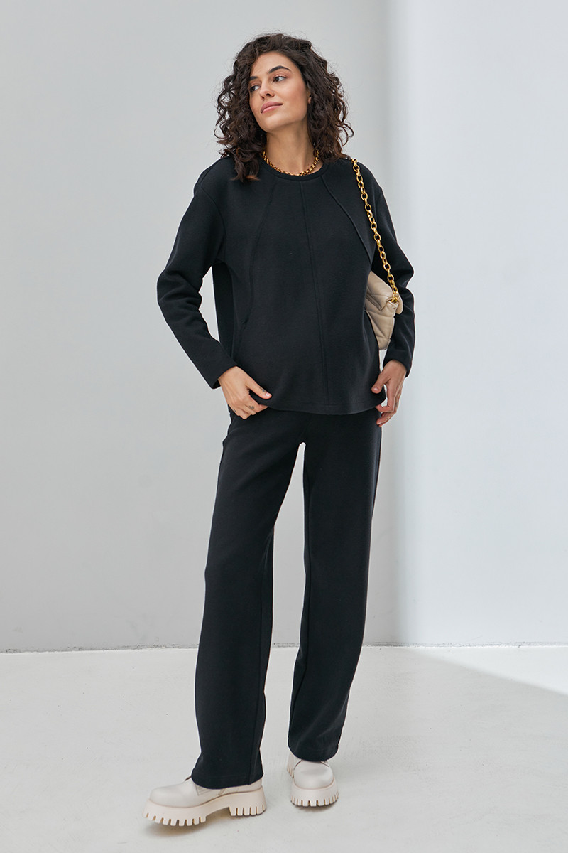Теплі штани - палаццо для вагітних Emmy чорні, фото 1