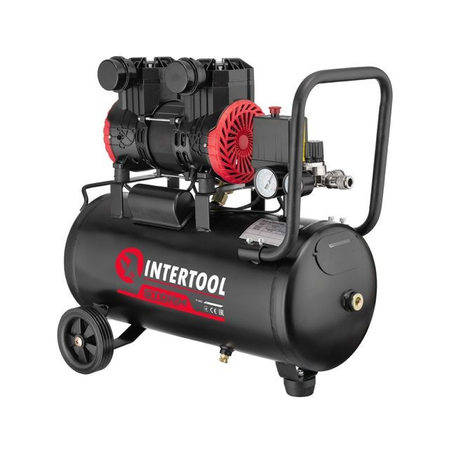 Компресор повітряний для пневмоінструменту INTERTOOL PT-0037 50 л 4 циліндра 400 л/хвил безмасляний компресор, фото 1