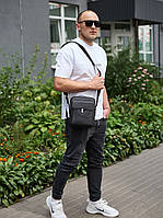 Чоловіча сумка з натуральної шкіри 24х20х8, чорна барсетка через плече, чоловічий месенджер, чорний, фото 8