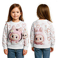 Детский свитшот с 3D принтом Labubu Свитшот из трехнитки с дизайном Labubu Свитшот 3D детский Лабубу