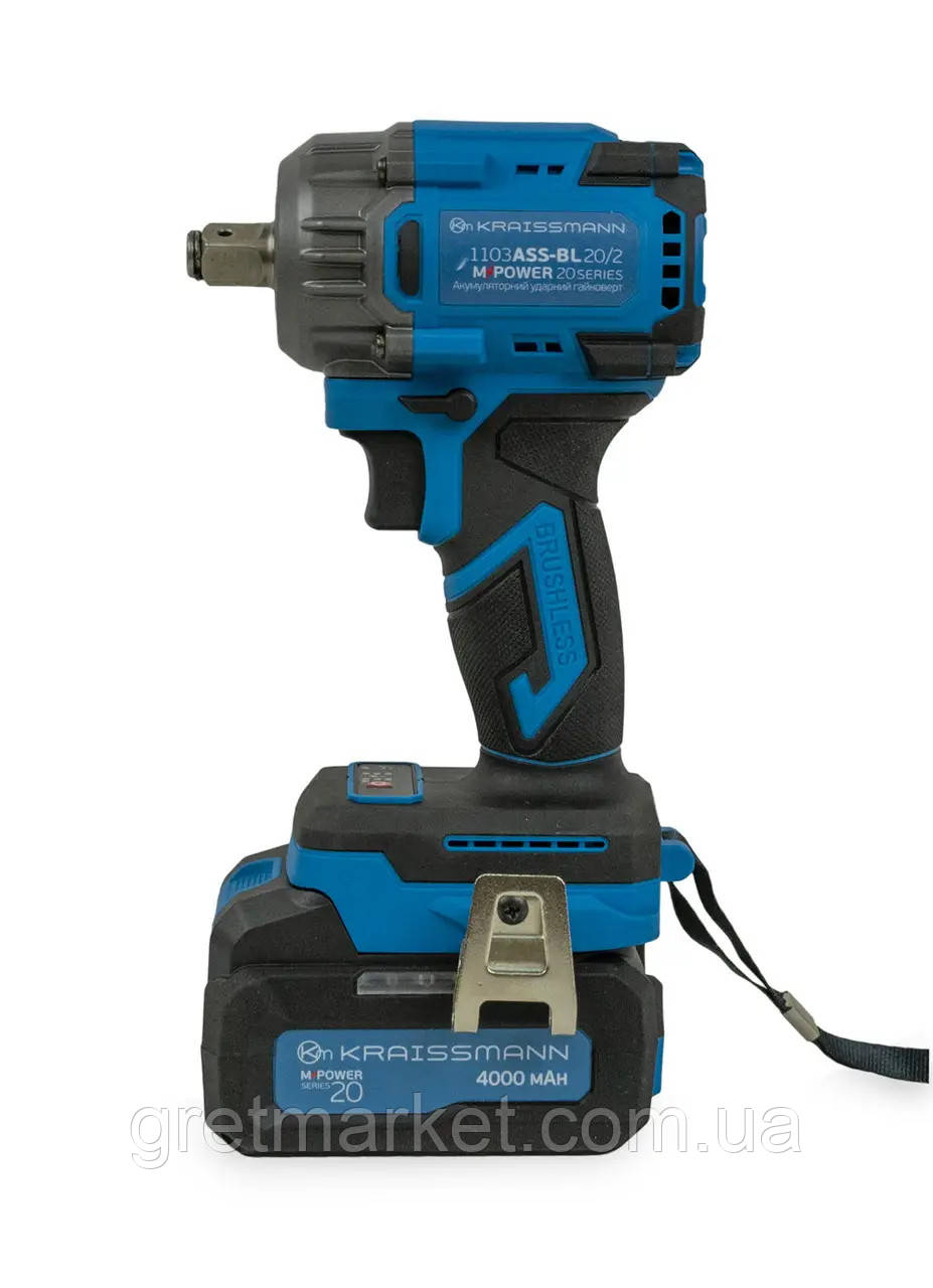 Акумуляторний гайковерт KRAISSMANN 1103ASS-BL20/2MP, фото 1