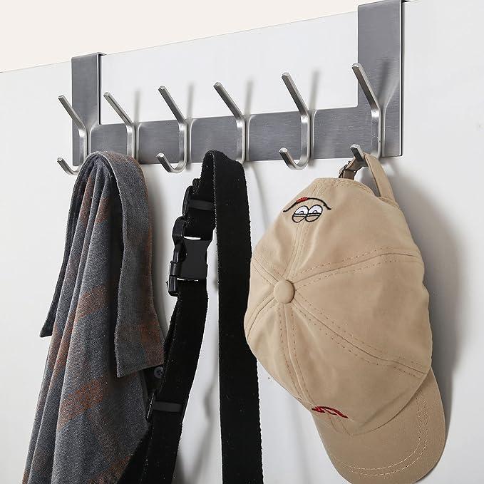 SKOLOO - Металева вішалка для одягу на двері з 6 гачками для кухні, ванної, вітальні та коридору, фото 1