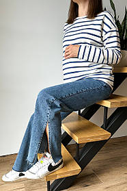 Широкі джинси для вагітних Kloe сині зі сніжним ефектом