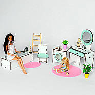 Великий набір лялькових меблів NestWood для Барбі рожево-м'ятний 32 од, фото 7