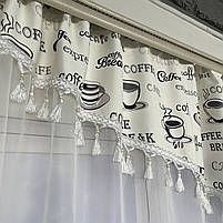 Кухона занавіска ALBO біла з сірими чашками 270×180 см (KU-N618-29), фото 4