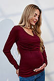 Модний лонгслів для вагітних та годування Isobel бордовий, фото 2