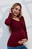 Модний лонгслів для вагітних та годування Isobel бордовий, фото 6