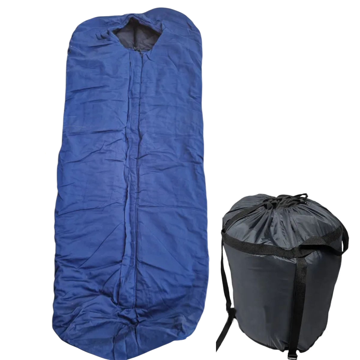 Спальний зимовий мішок Кіборг 100х210 см синій компресійний мішком