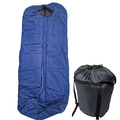 Спальний зимовий мішок Кіборг 100х210 см синій компресійний мішком, фото 1