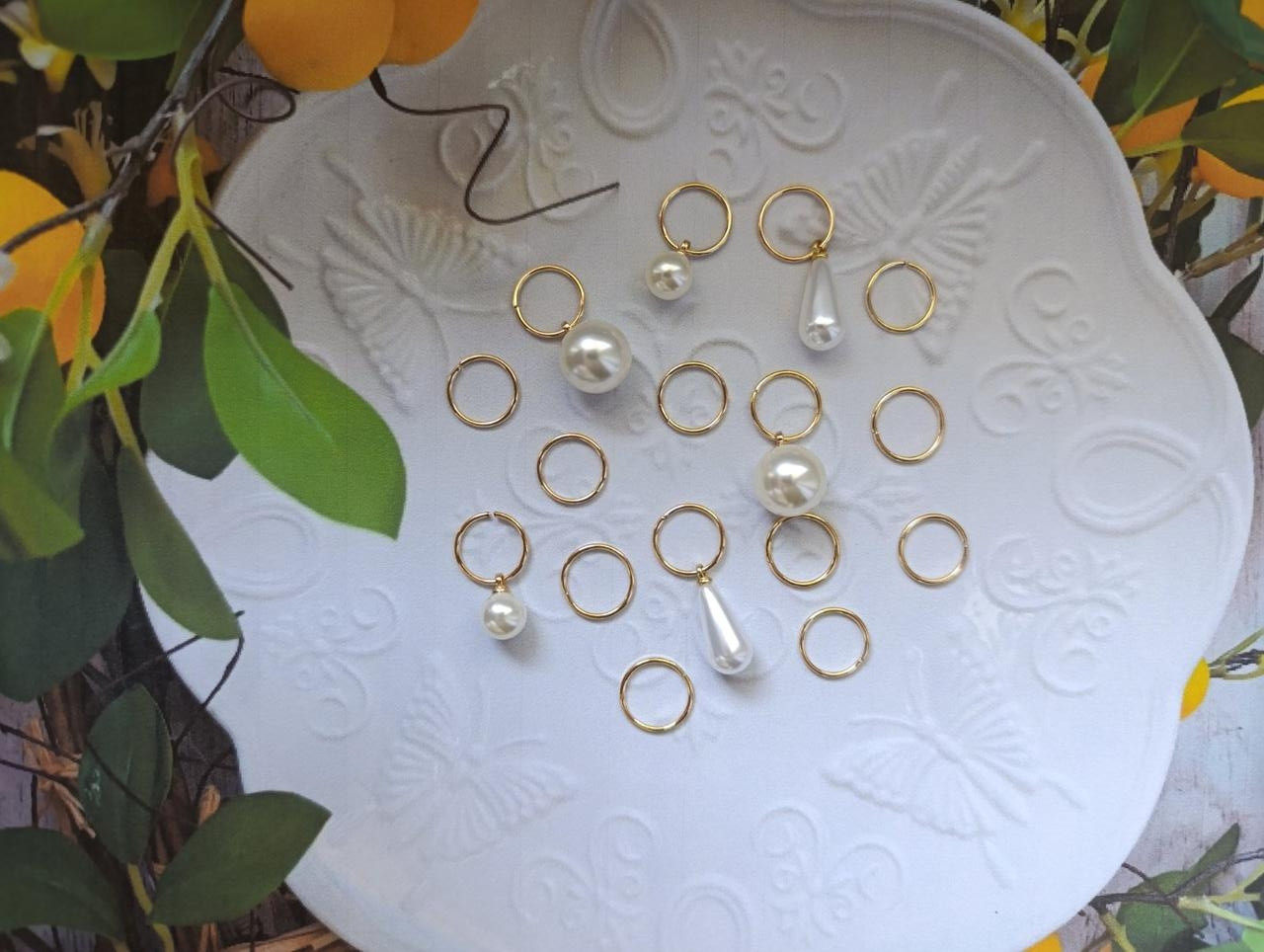 Набір прикрас для волосся 16шт №95: пірсинг кільця для волосся з  підвісками, фото 1