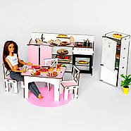Великий набір лялькових меблів NestWood для Барбі рожево-м'ятний 32 од, фото 6