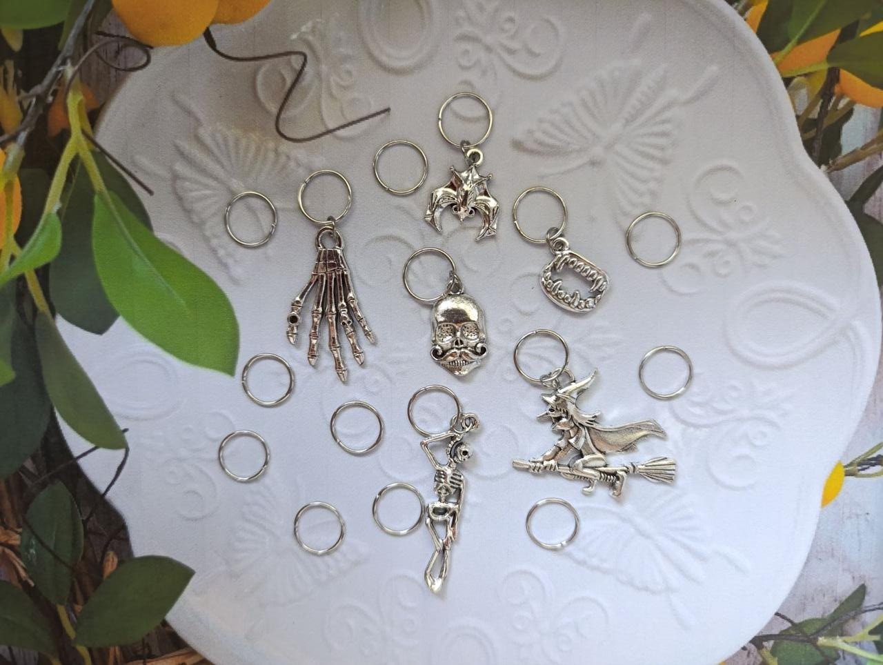 Набір прикрас для волосся 16шт №99: пірсинг кільця для волосся з  підвісками, фото 1