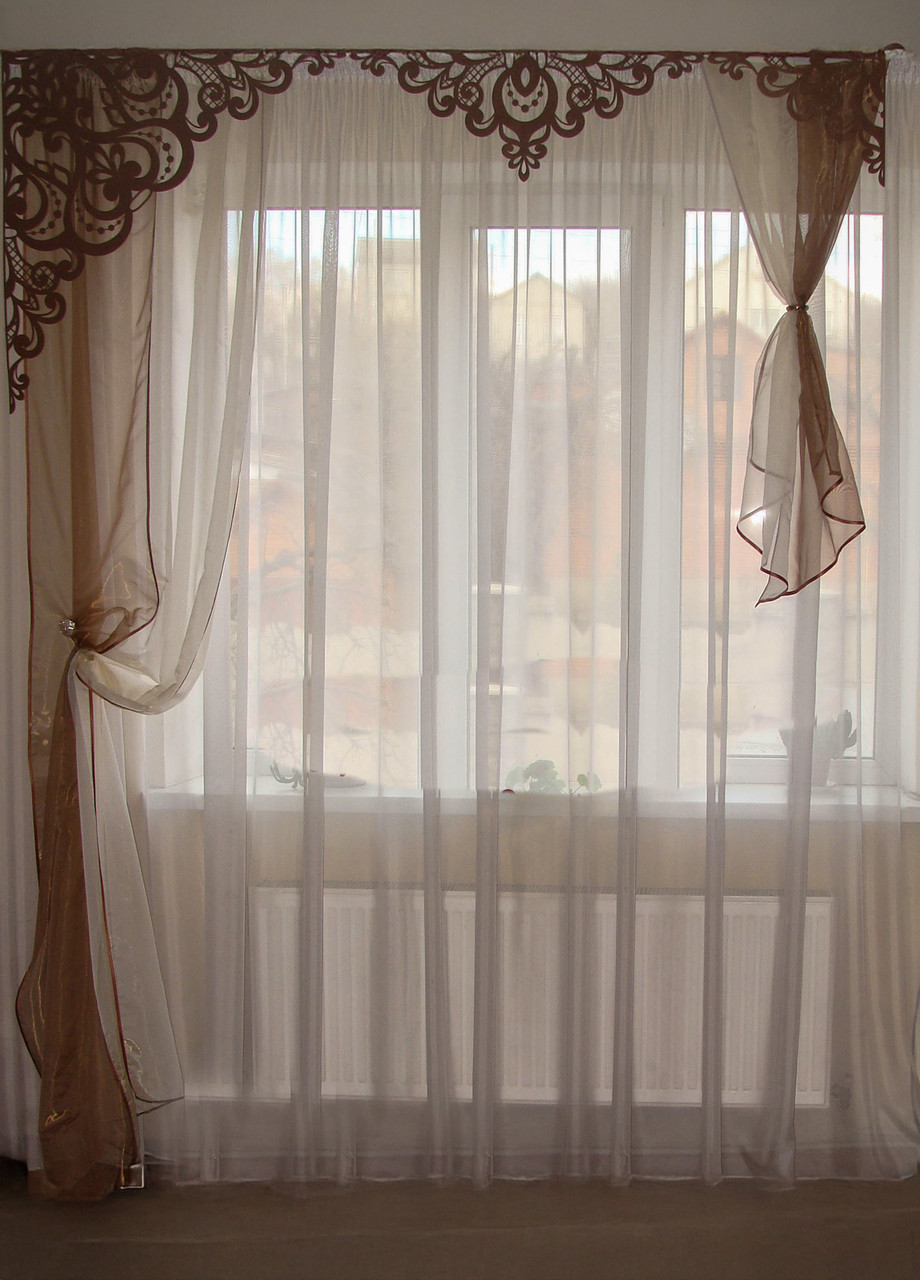 Ажурний ламбрекен Firanka Ажур 2м Шоколадний (140_2л), фото 1