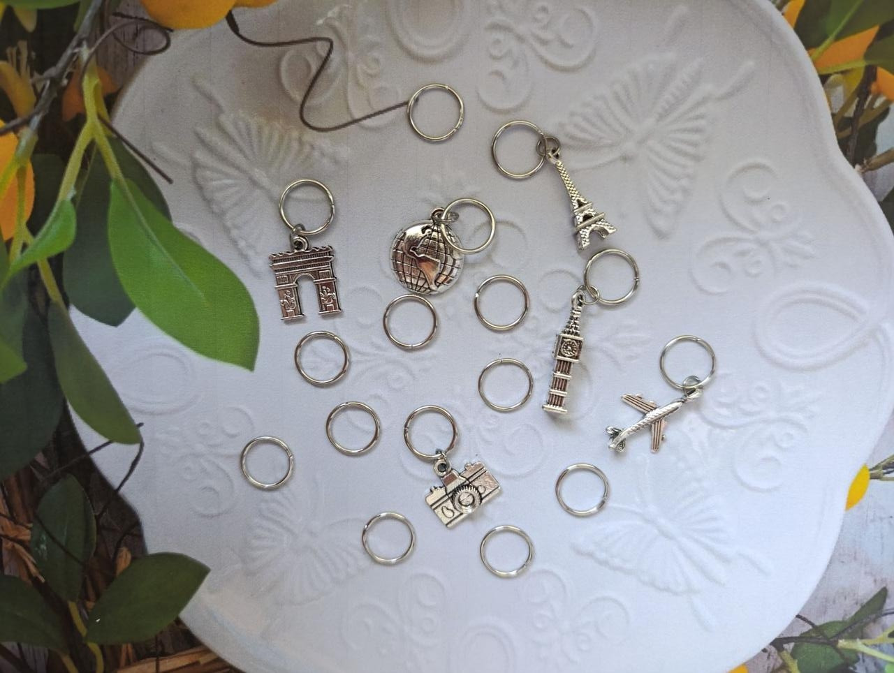 Набір прикрас для волосся 16шт №100: пірсинг кільця для волосся з підвісками, фото 1