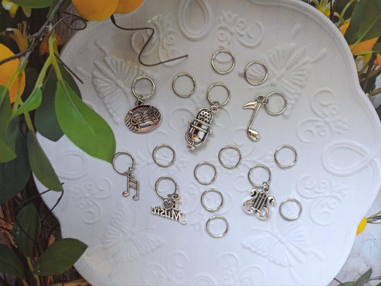 Набір прикрас для волосся 16шт №101 пірсинг кільця для волосся з  підвісками, фото 1