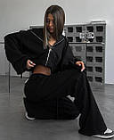 Костюм жіночий Оверсайз кофта на блискавці з капюшоном і штани вільного крою тринитка на флісі 42-44 46-48, фото 2