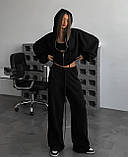 Костюм жіночий Оверсайз кофта на блискавці з капюшоном і штани вільного крою тринитка на флісі 42-44 46-48, фото 3