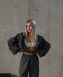 Костюм жіночий Оверсайз кофта на блискавці з капюшоном і штани вільного крою тринитка на флісі 42-44 46-48, фото 5