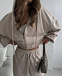 Костюм жіночий Оверсайз кофта на блискавці з капюшоном і штани вільного крою тринитка на флісі 42-44 46-48, фото 6