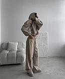 Костюм жіночий Оверсайз кофта на блискавці з капюшоном і штани вільного крою тринитка на флісі 42-44 46-48, фото 8