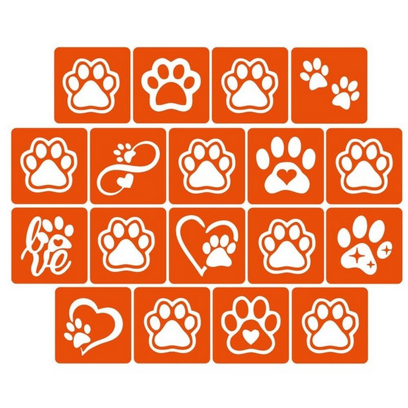 Набір трафаретів для біо-тату "Таба лапки" taba_lapki_5x5_18_1, фото 1