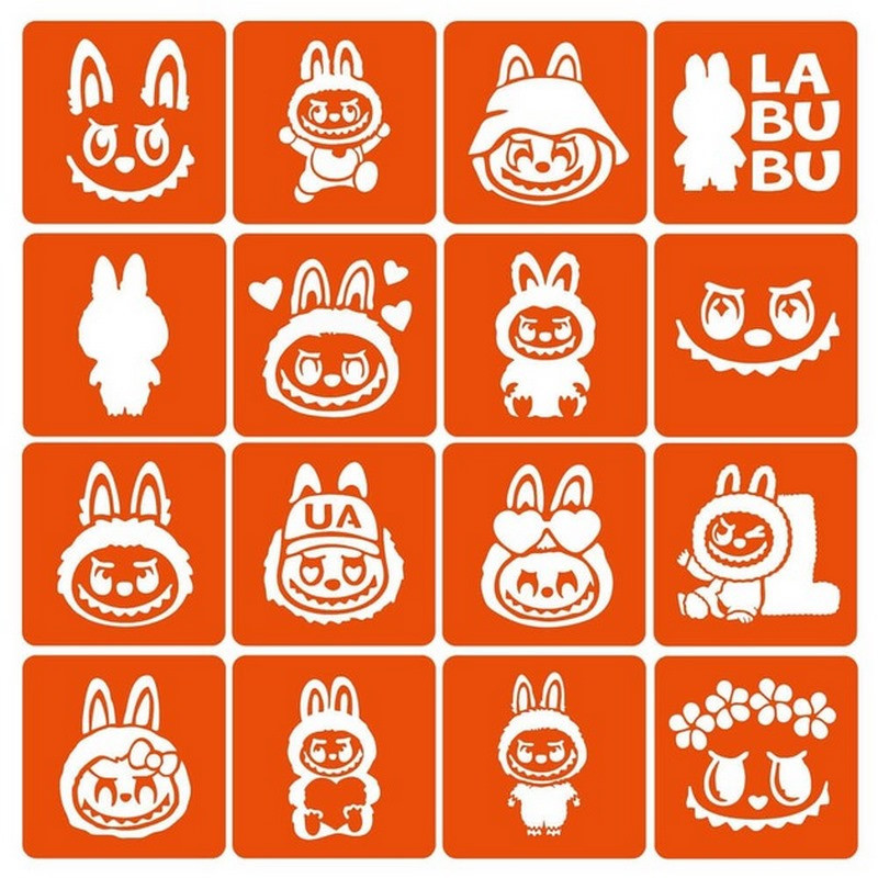 Набір трафаретів для біо-тату "Labubu" labubu _simple-16, фото 1