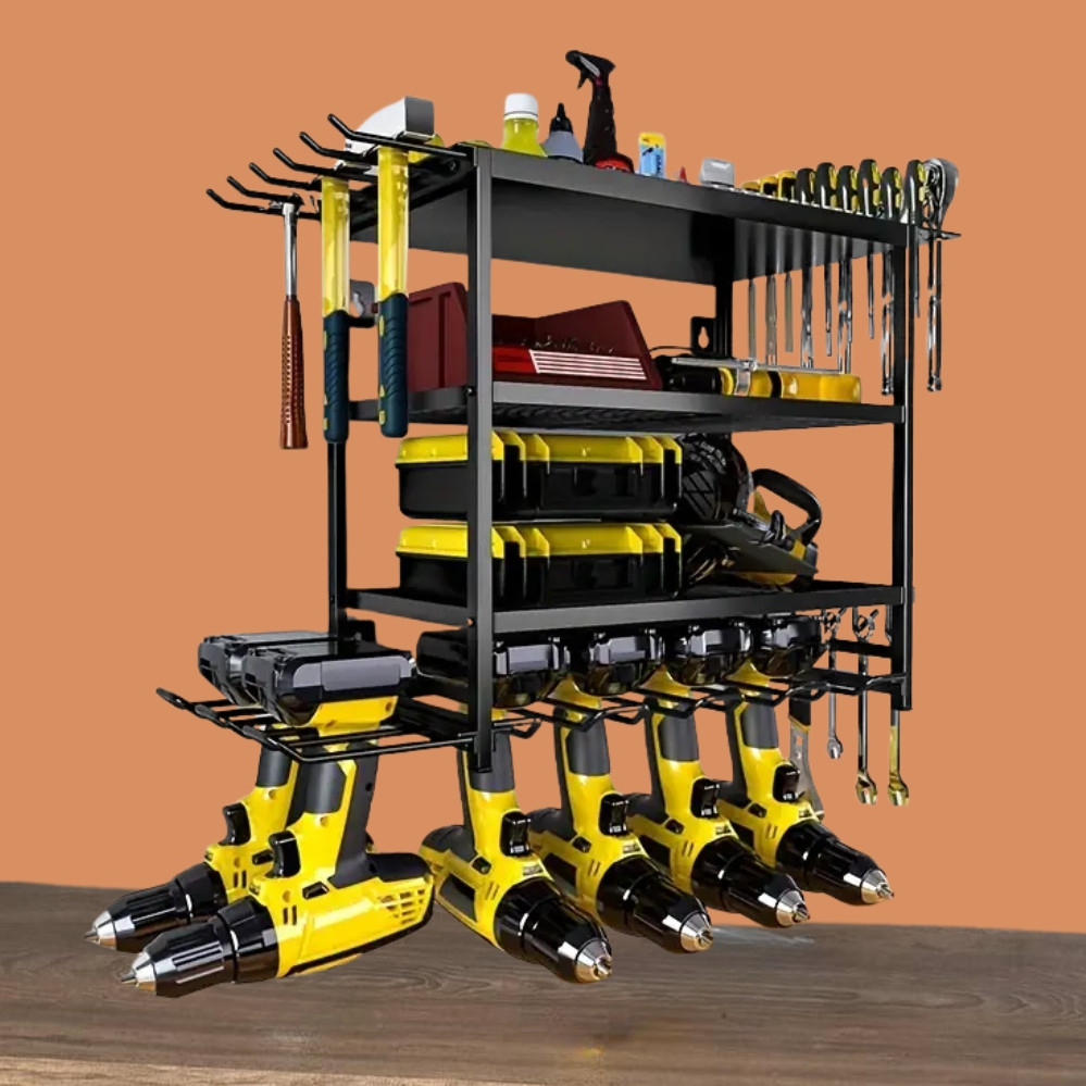 Настінна полиця органайзер для інструментів MZY-859 металевий стелаж на 3 яруси в гараж, фото 1