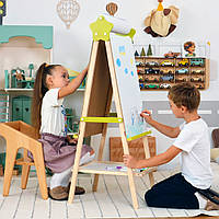 Мольберт дитячий навчальний двосторонній дерев'яний підлоговий з аксесуарами Lumik